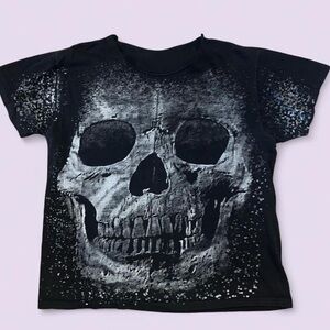 90s Vintage Black Skull Graphic Tee